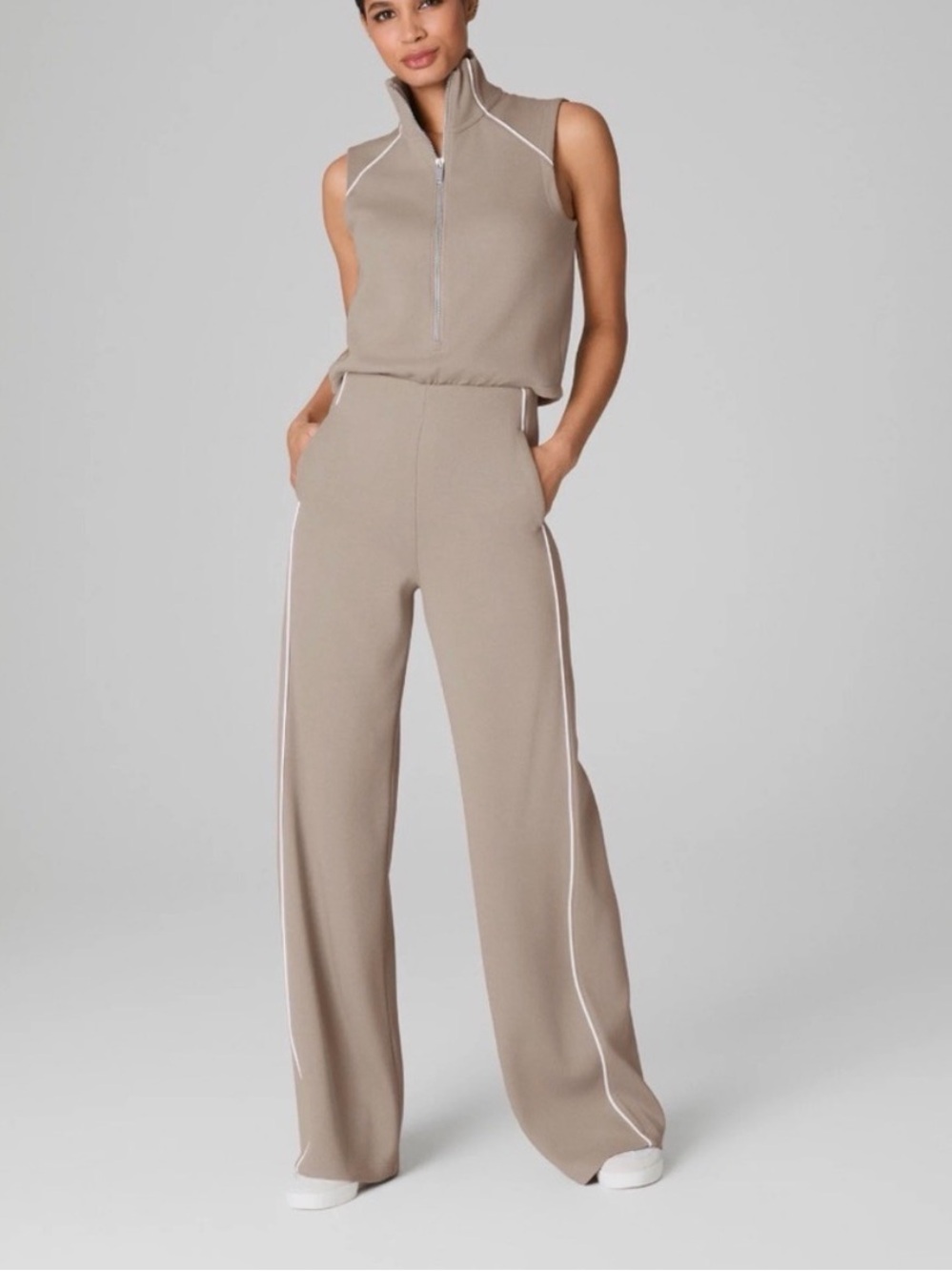 SPANX AirEssentials Sleeveless Mockneck Jumpsuit – Ashwood (Size M)